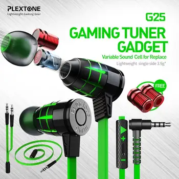 플렉스톤 해머헤드 G25 게임용 이어폰, 마이크 포함, 소음 차단 헤드셋, Pubg CSGO 교체용 가변 사운드 셀