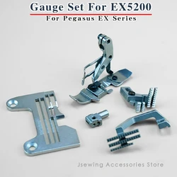Gauge Set For 4 Thread Overlock Sewing Machine Fit Pegasus EX5200 Siruba 988 Jack 798 Needle Plate 277505R40 Feed Dog 277303/305