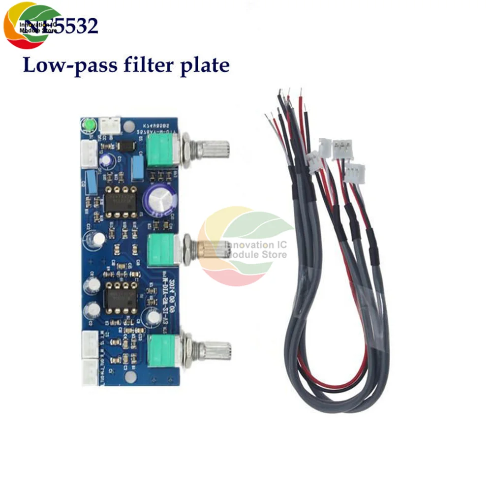 DC 12V-24V Low Pass Filter NE5532 Subwoofer 2.1CH Pre-Amplifier PRE Preamp Board AMP Diy Electronic Module Diy Kit Pcb Board