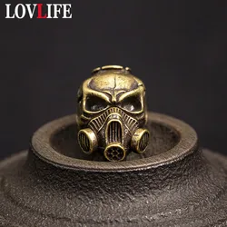 Brass Gas Mask Skull Head Lanyard DIY Keychains Pendants Jewelry Knife Beads Accessories EDC Paracord Outdoor Tool Hanging Trink