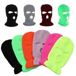 Máscara de cara completa de 3 agujeros, gorro de punto para esquí, ciclismo, máscara táctica del ejército, pasamontañas, capucha, casco de motocicleta, sombreros Unisex, Otoño e Invierno