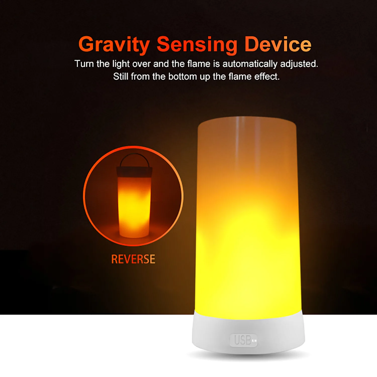 USB Powered Night Light Gravity Sensor Creative 3 Modes Flame Lights Portable Magnetic Adsorption Bar Lamp Call Service Light