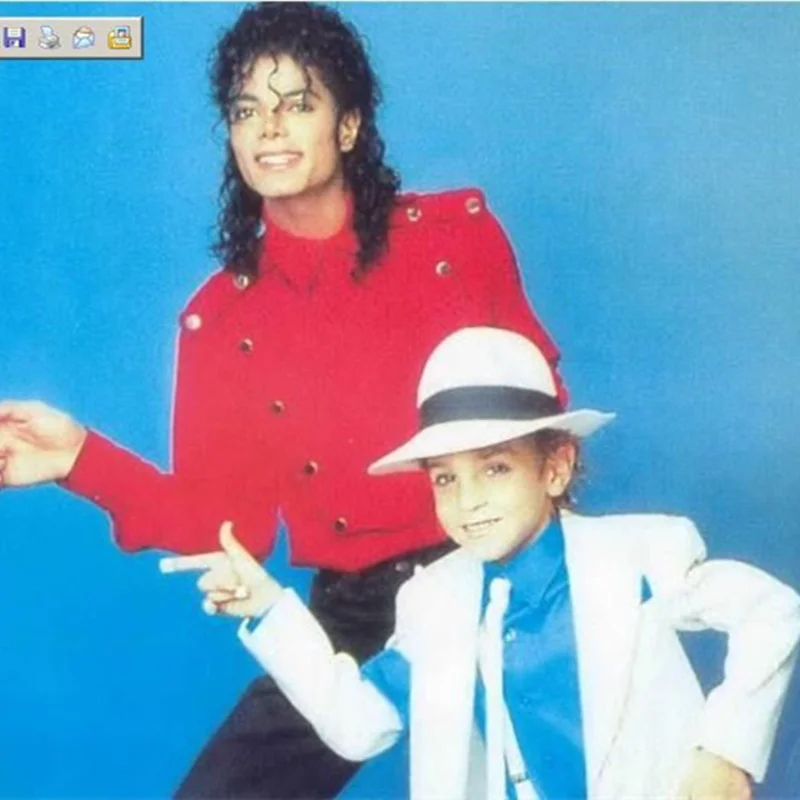 Punk MJ Michael Jackson Smooth Criminal MTV Fedora Bule Shining Shirt Tie Suspender for Men Kids Gift