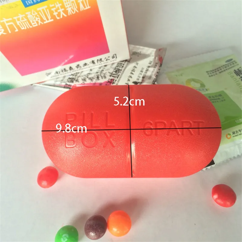 1PC Cute Mini Pill Box Travel Medicine Pill Cases Plastic Container Drug Tablet Storage Organizer Health Care Tool 6 Grids