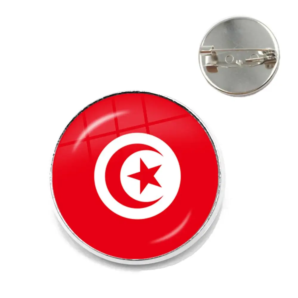 National Flag Glass Cabochon Brooches Palestine,Thailand,Cyprus,Egypt,Colombia,Tunisia,Austria,Iceland,Cambodia Collar Pins Gift