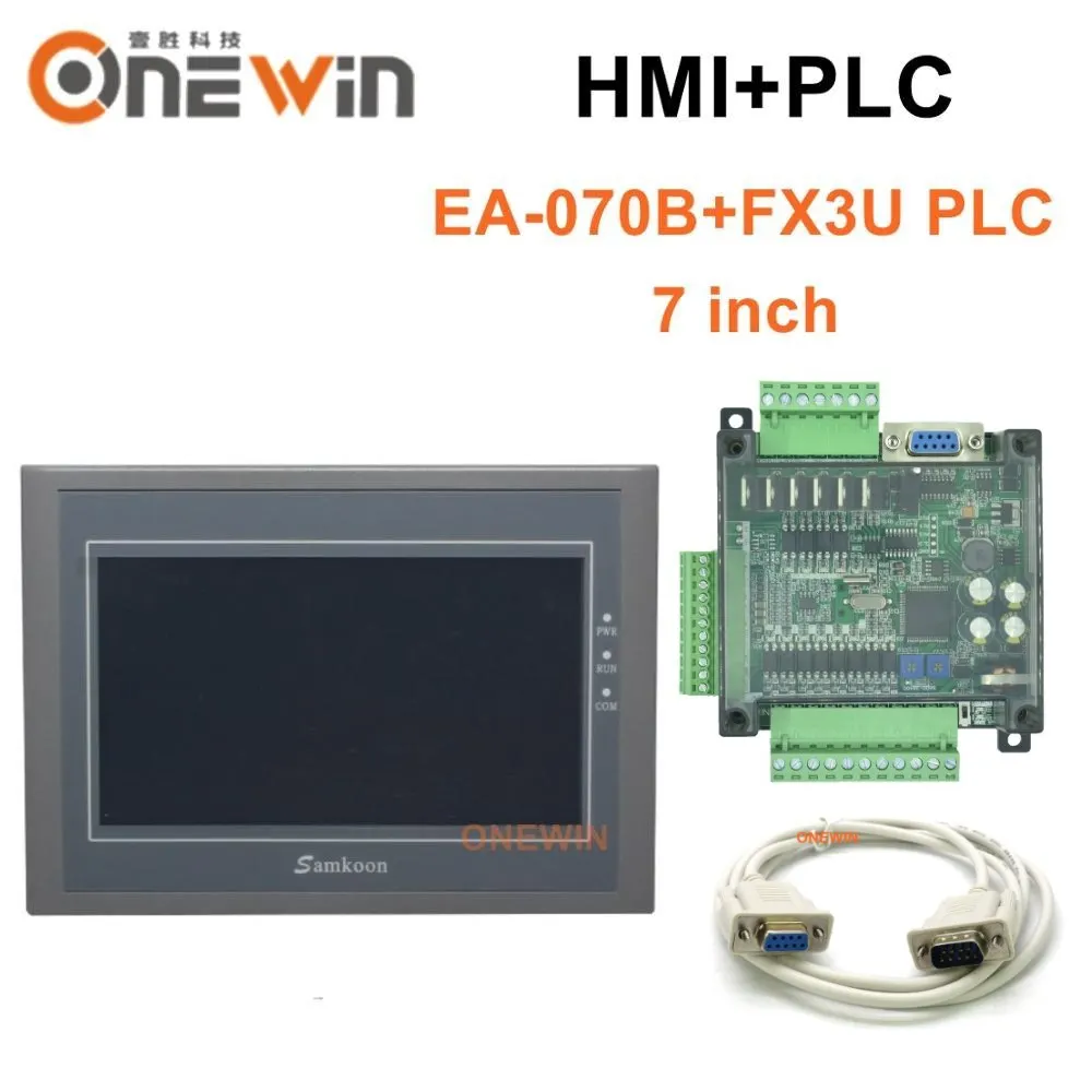 Samkoon Ea070b Hmi Tela Sensível ao Toque Polegada e Série Fx3u Plc Controle Industrial com Linha Db9 Comunicação