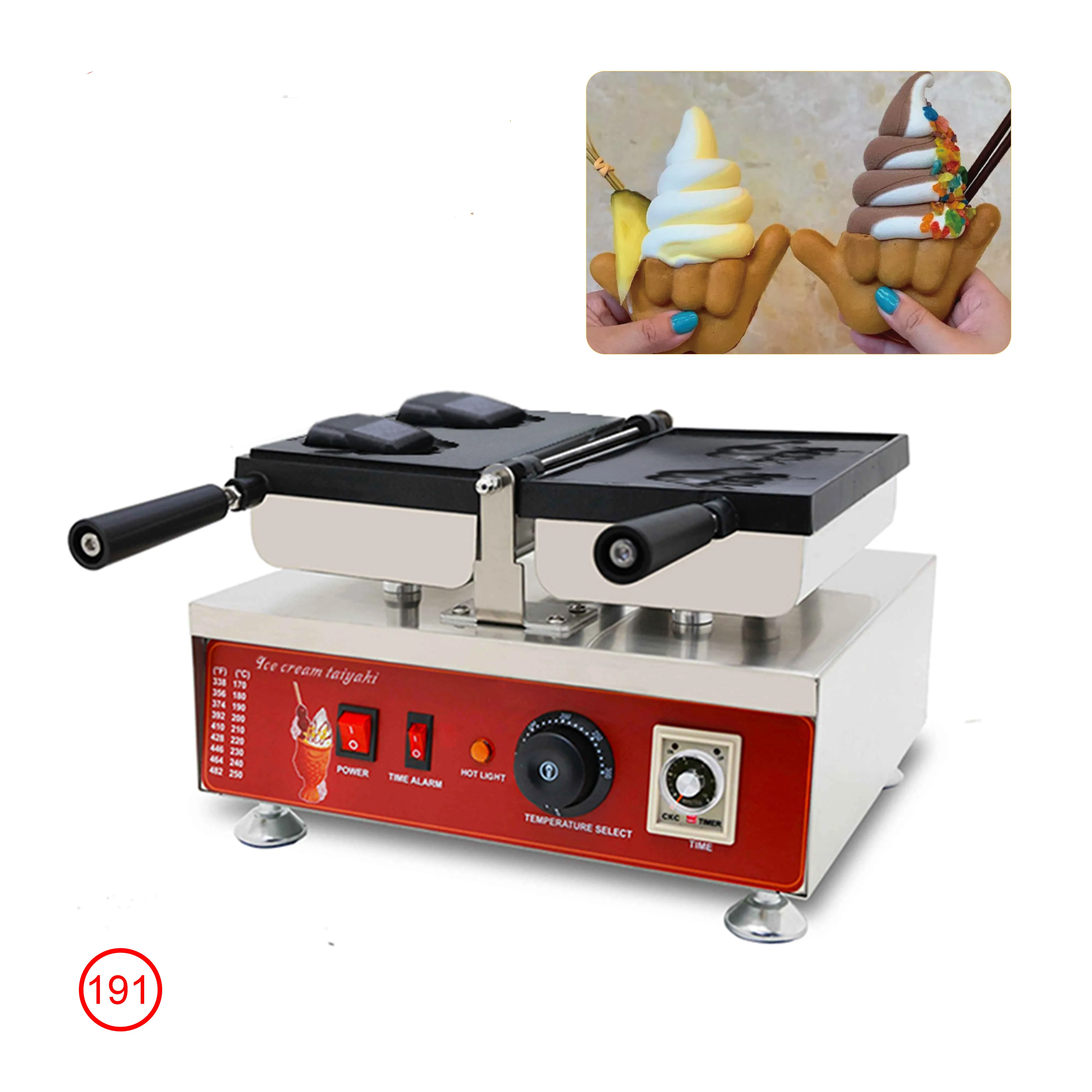 

Shaka Boom Shape Ice Cream Taiyaki Machine Thumbs Hand Waffle Cone Open Mouth Maker Snack Food Machine Kitence Appliance With CE