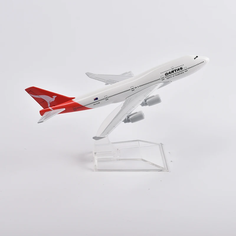 JASON TUTU 16cm Qantas Boeing 747 Plane Model Aircraft Diecast Metal 1/400 Scale Airplane Model Gift Collection