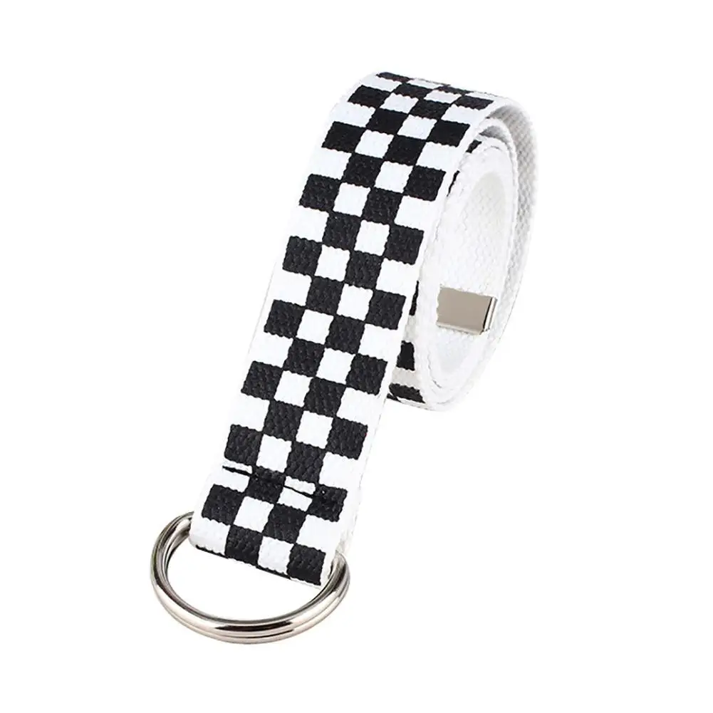 Casual Men Women Waistband Black White Plaid Belt Canvas Checkerboard Belts Cummerbunds Canvas Waist Belts Casual Checkered