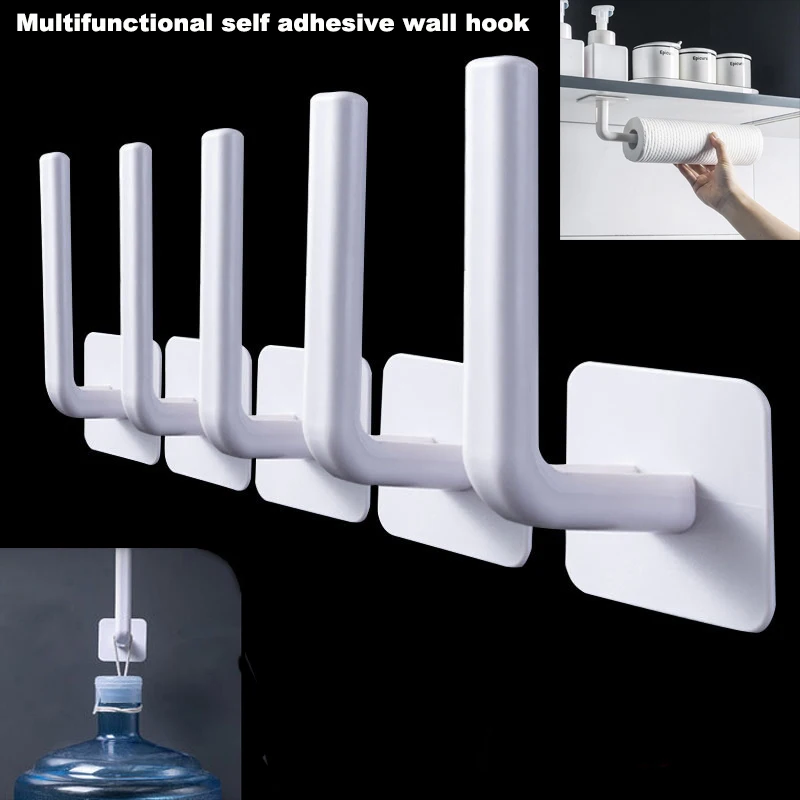 

Kitchen Hook Bathroom Hanger Wall Decor Hooks Self Adhesive Accessories Paper Roll Rack Towel Holder Tissue Hanger Storage Rack