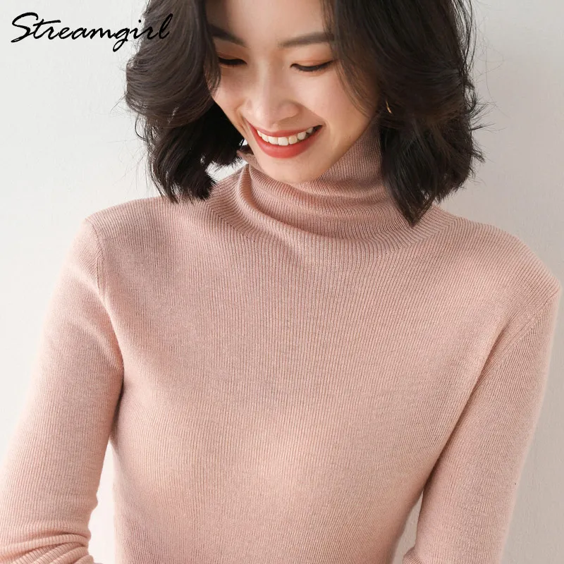 Turtleneck Women Winter Sweater 2020 Casual Solid Elsticity Pullover Knitted Woman Sweaters Black Turtleneck Sweater Jumper