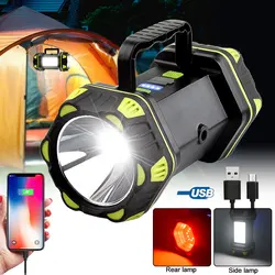 30W LED Portable Spotlight Rechargeable Outdoor Searchlight 8 Modes Waterproof LED Flashlight for Camping Night Fishing Working