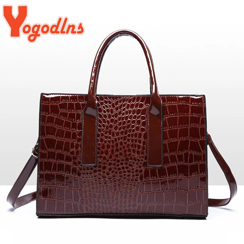 Yogodlns Crocodile Pattern Handle Bag Women PU Leather Handbag Large Capacity Shoulder Bag Brands Crossbody Bag Winter New Purse