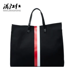 2021 New Fashionable Panelled Stripe Canvas Handbag and Shoulder Bag Large Capacity Women's Casual Tote Luxury Crossbody Bags