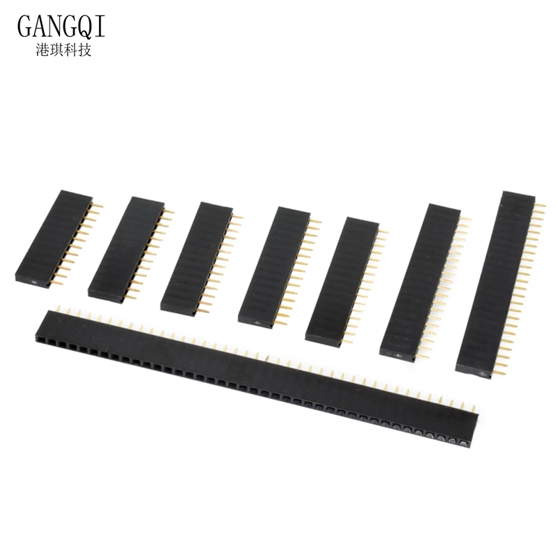 

10PCS Single Row Straight FEMALE PIN HEADER 2.54MM PITCH Strip Connector Socket 1*2/3/4/5/6/10/12/20/40 PIN FOR arduino PCB