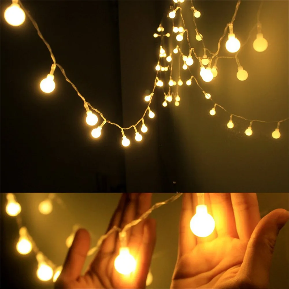 Impermeável LED String Light, Lâmpada USB, Bola Chain, Iluminação do feriado, Casamento, Natal, ao ar livre, 3m, 5m, 10m