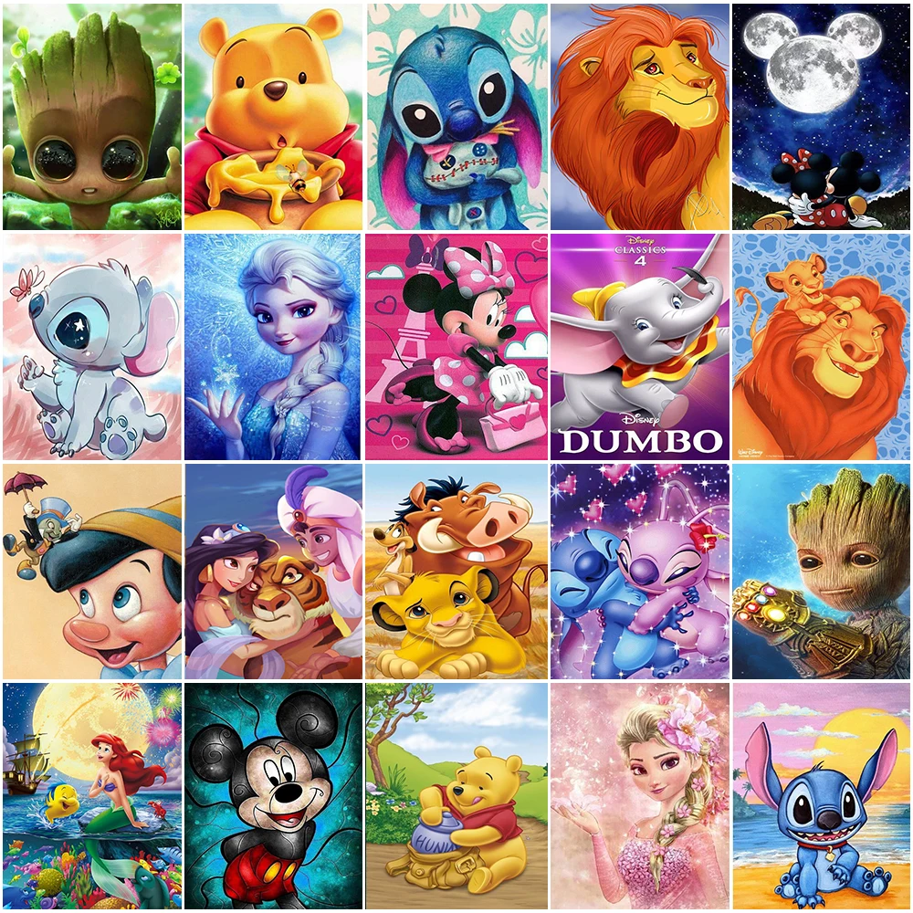 

Disney Diamond Painting Cartoon Lilo & Stitch Set Hobby Art 5D DIY Child's Fairy Tale Princess Rhinestone Mosaic Home Decoration