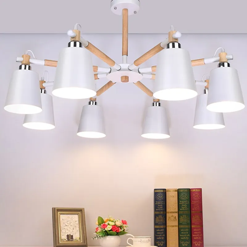 

Nordic Solid Wood Pure Chandelier Living Room Lustre Chandelier Lighting Minimalism Dropped E27 Led Chandelier Fixtures