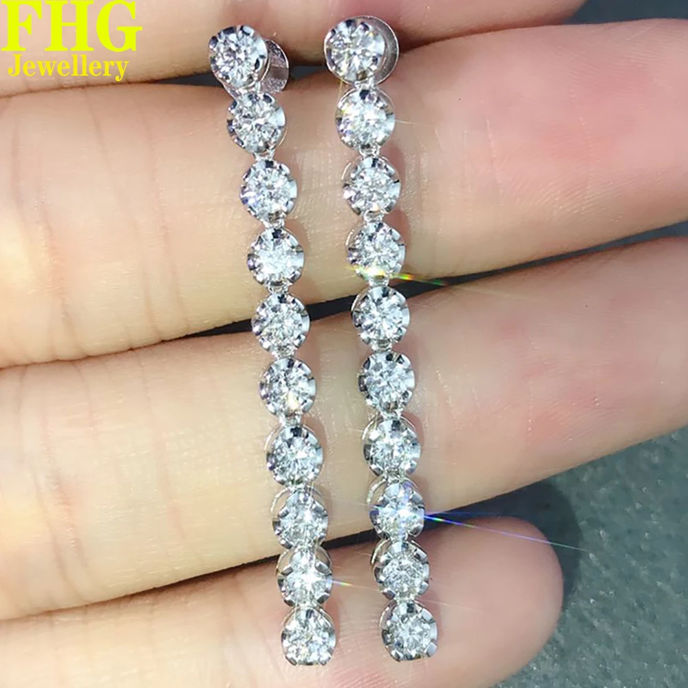 

18k Au750 White Gold Earrings Natural diamond 1Ct and1Ct tassels Earring Wedding Party Engagement Anniversary Fashion Elegant