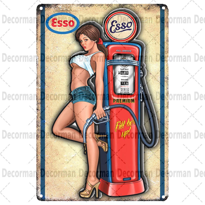 [ Mike86 ] ESSO Tiger PIN UP Tin Poster Metal signs Man Cave Oil Shop Decoration LTA-3154 20*30 CM Bar Painting