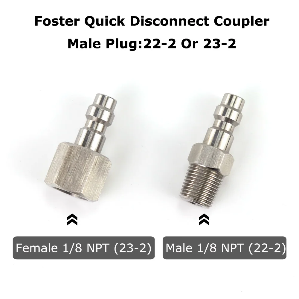 Novo acoplador de desconexão rápida Foster plugue macho de aço inoxidável 22-2 ou 23-2 acoplador fêmea 2202 ou 2302 (rosca 1/8 Npt)