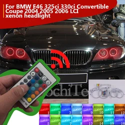 Multi-Color RGB LED Angel Eye  Rings light For BMW E46 325ci 330ci Convertible Coupe 2004 2005 2006 LCI xenon headlight