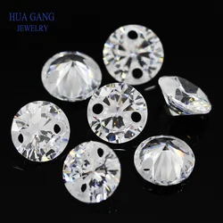 Double Holes Beads Cubic Zirconia Stones AAAAA White Cubic Zirconia Stone Loose CZ DIY Jewelry Beads Zircon Stone