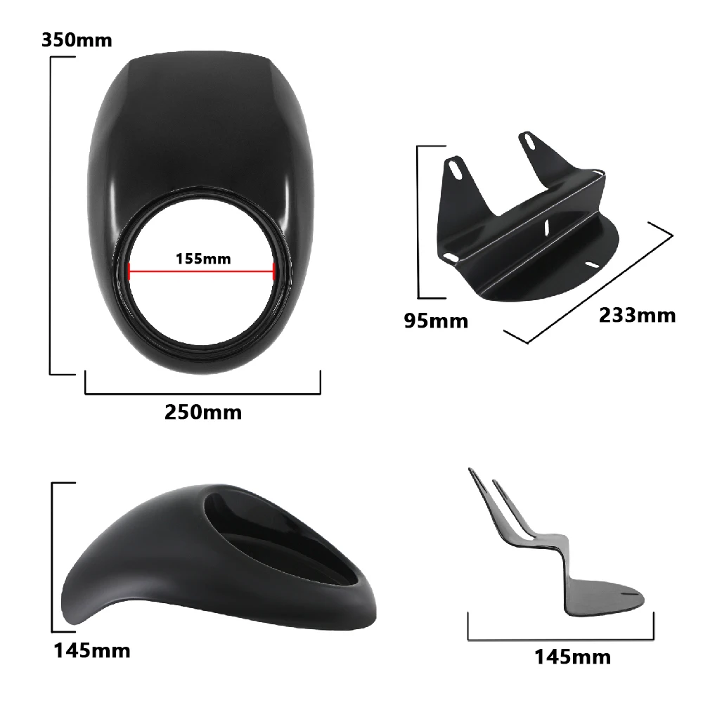 For Harley Sportster Dyna XL 883 XL 1200 Motorcycle Head light Mask Headlight Fairing Front Cowl Fork Mount XL883 XL1200 Matt