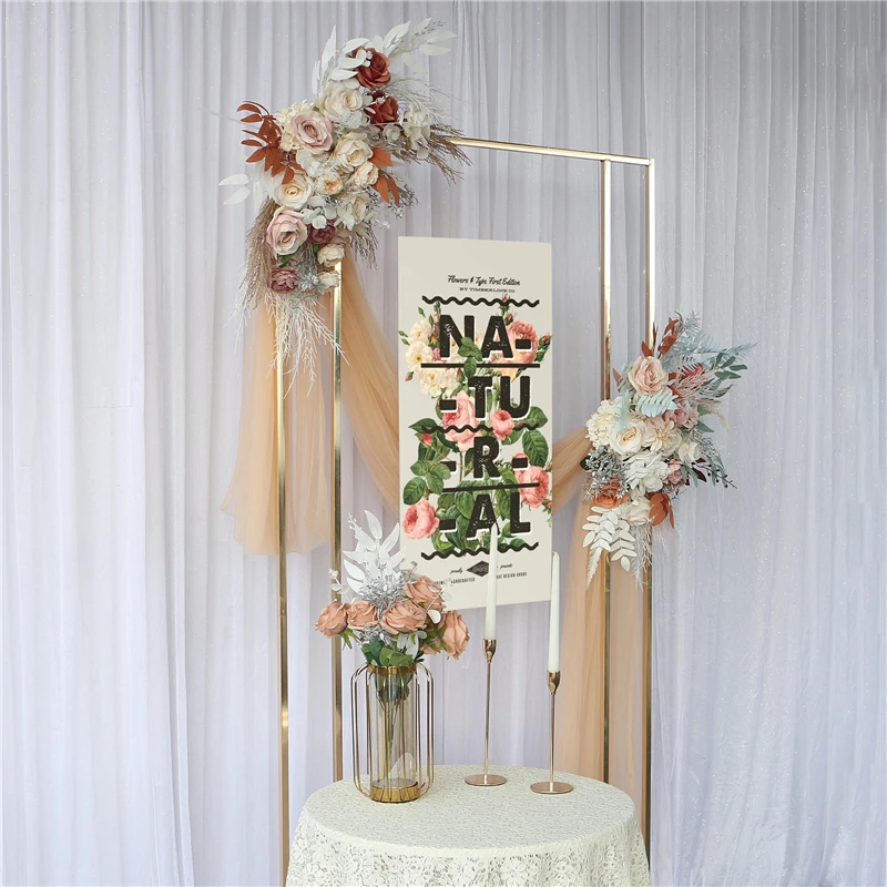 Shiny Gold Wedding Indicator Stand Rectangle Gold plated Wedding Flower Stands for Wedding Party Christmas Decoration