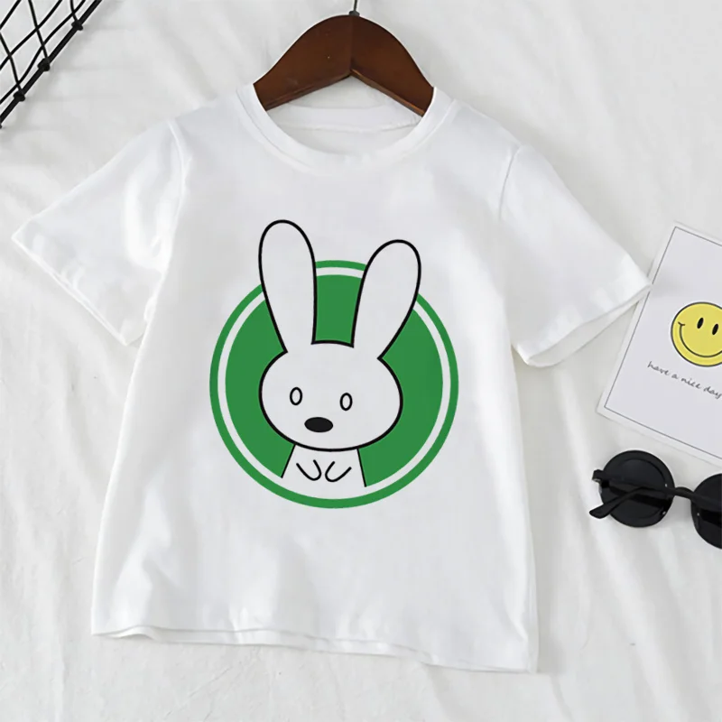 

Kawaii Cartoon Rabbits Graphic Tshirt Short Sleeve Summer Kids Casual Tee Shirts Print Boys Girls Fashion Cute Tees Tops,YKP018