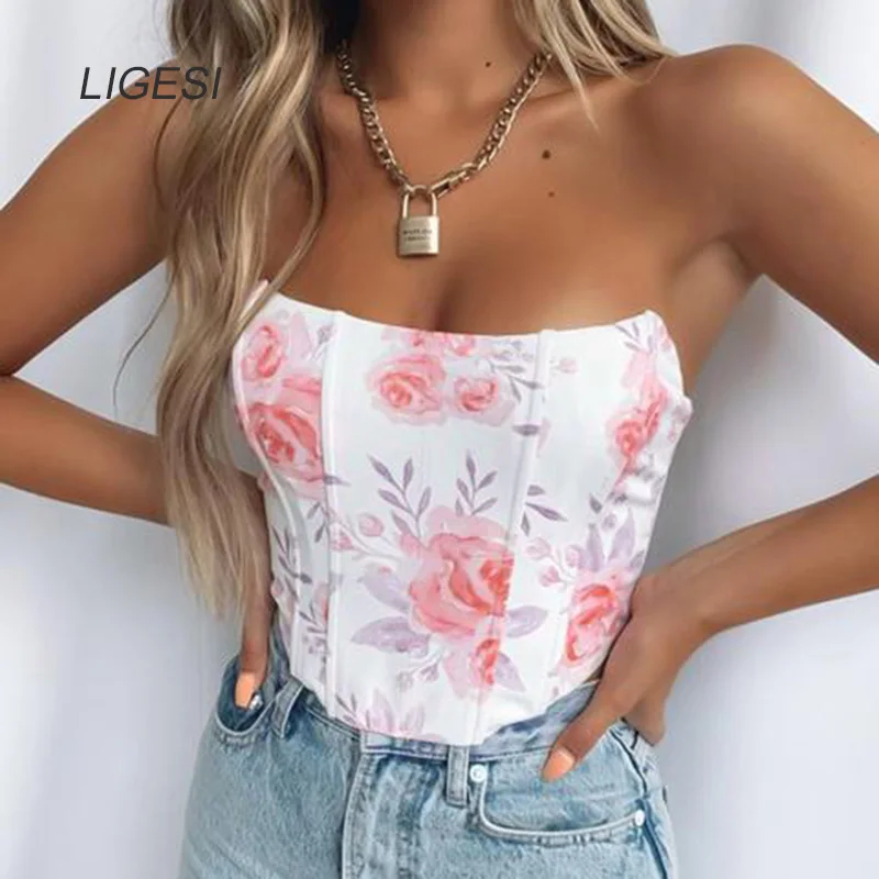 Sexy Corset Top Women Sleeveless Off Shoulder Female Boned Cropped Streetwear Bustier Backless Crop Top 2021