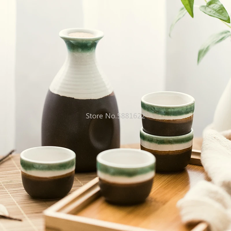 Japanese Style Sake Ceramic Wine Set Sake White Wine Jug small Cellar Home Jug Water Cup Set Drinkware