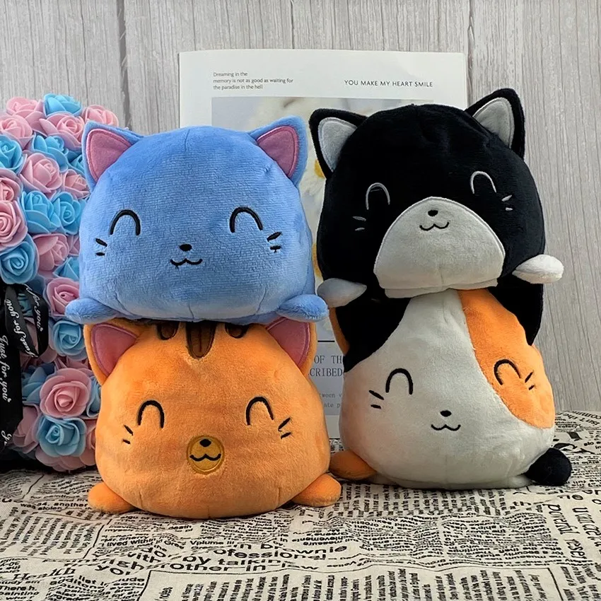 Cat Plush Kawaii Stuffed Doll Toy Different Sides To Show Different Moods Soft Simulation Cat Plush Toy For Kids