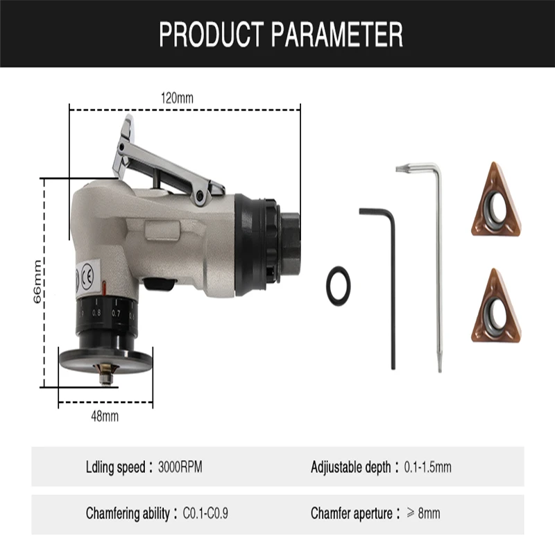 Portable Pneumatic Chamfering Machine Mini 45°Chamfer Tool  Mini Handheld Arc Air Beveling Machine for Trimming and Deburring