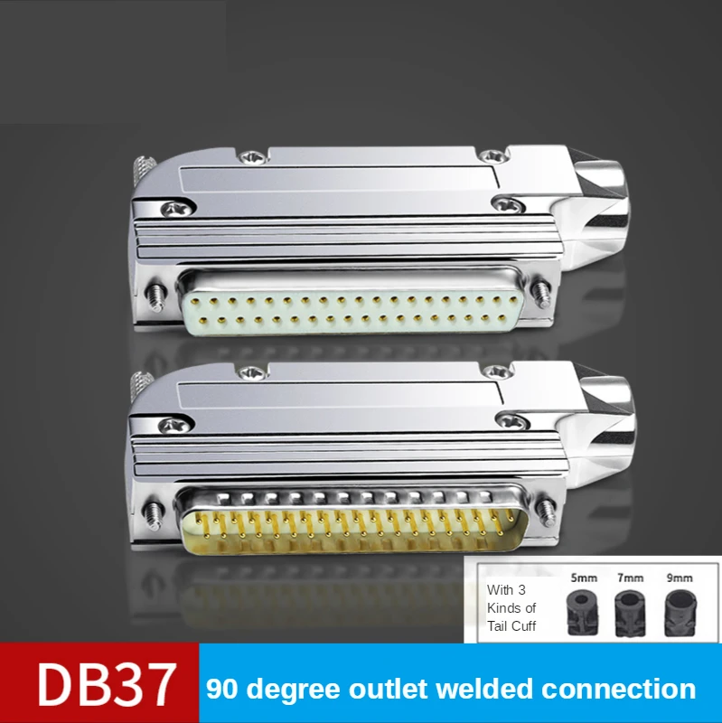 

DB37 Connector Male and Female 37-pin 90-degree Elbow Metal Hood L-shaped Plug Bent Right-angle Computer Components