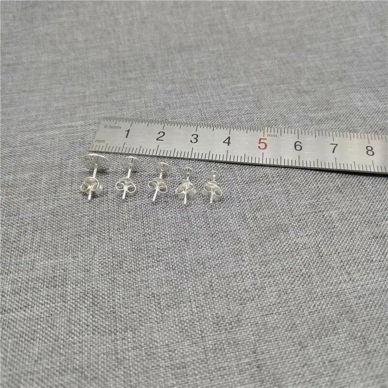 10 Pairs of 925 Sterling Silver Earring Posts with Backs Ear Studs 1.5mm 2mm 3mm 4mm 5mm 6mm 7mm 8mm 10mm