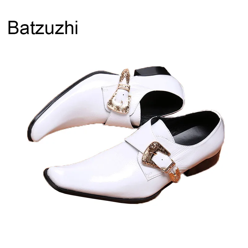 

Batzuzhi Genuine Leather Dress Shoes for Men Fashion Men Leather Shoes White Leather Wedding Shoes Male Zapatos Hombre,Big US12