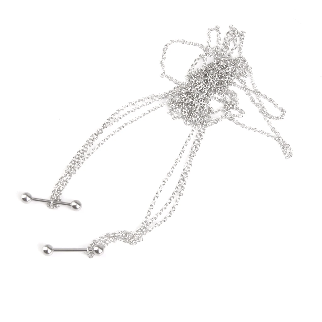 Stainless Steel Nipple Rings Nipple Chain  Nipple Barbell  Piercing Nipplerings for Women 14G image 2