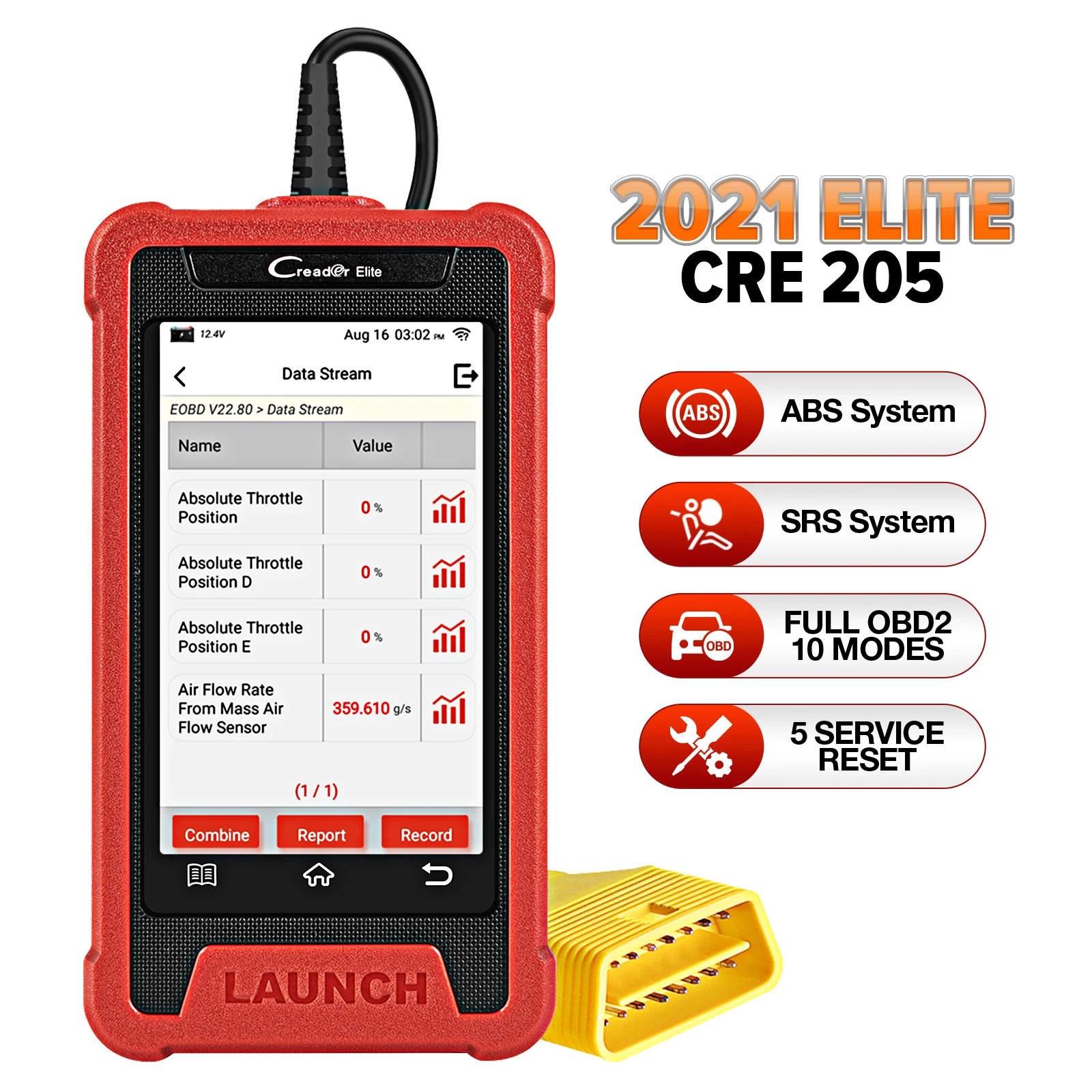 LAUNCH X431 Creader Elite CRE205 obd2 scanner ABS SRS Automotive diagnostic Tools 5 Reset Car diagnosis Lifetime free Update