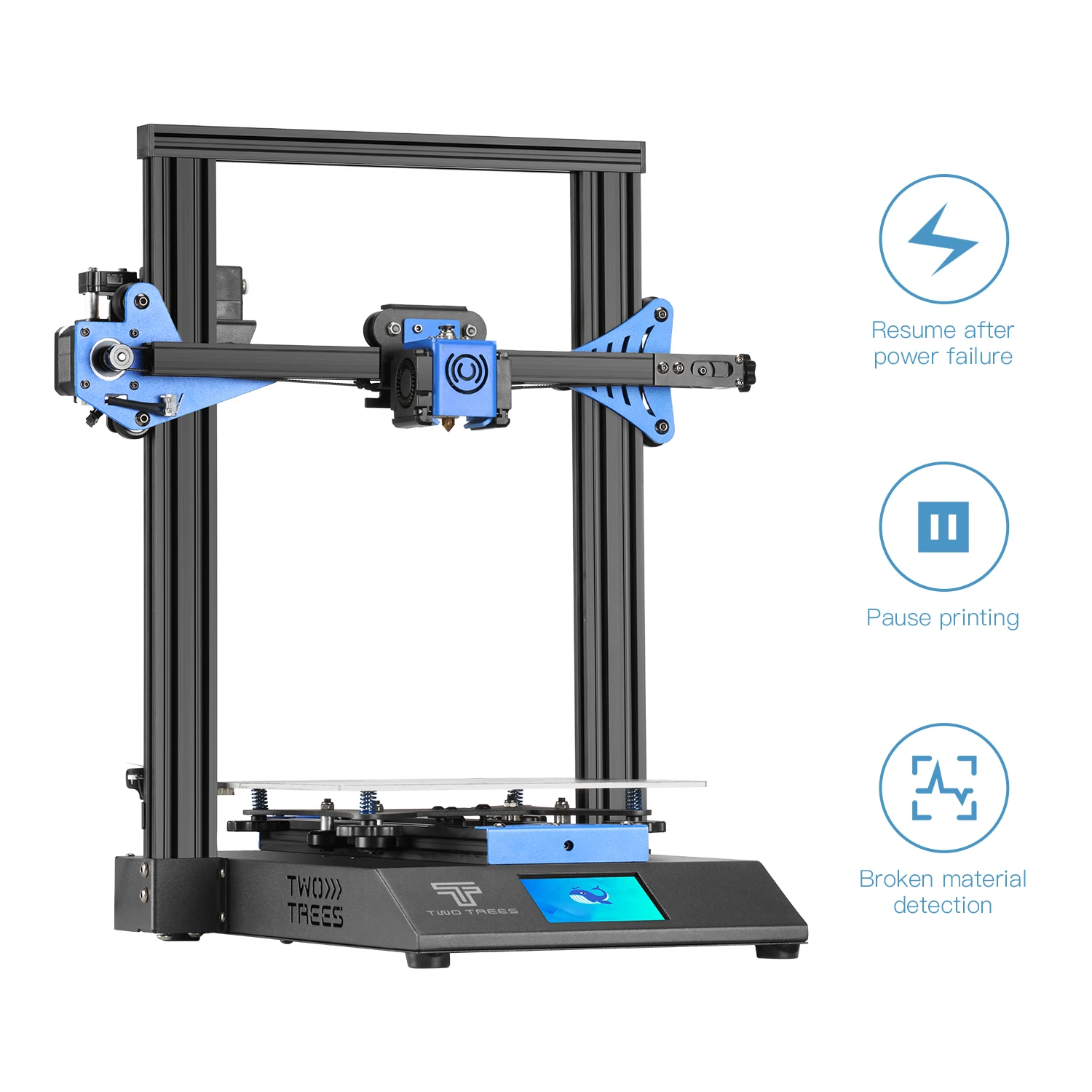 Twotrees BLU-3 V2 300mm/s Fast Printing High Precision 3.5 Inch Touch Screen Auto Leveling Support multi-language FDM 3D Printer