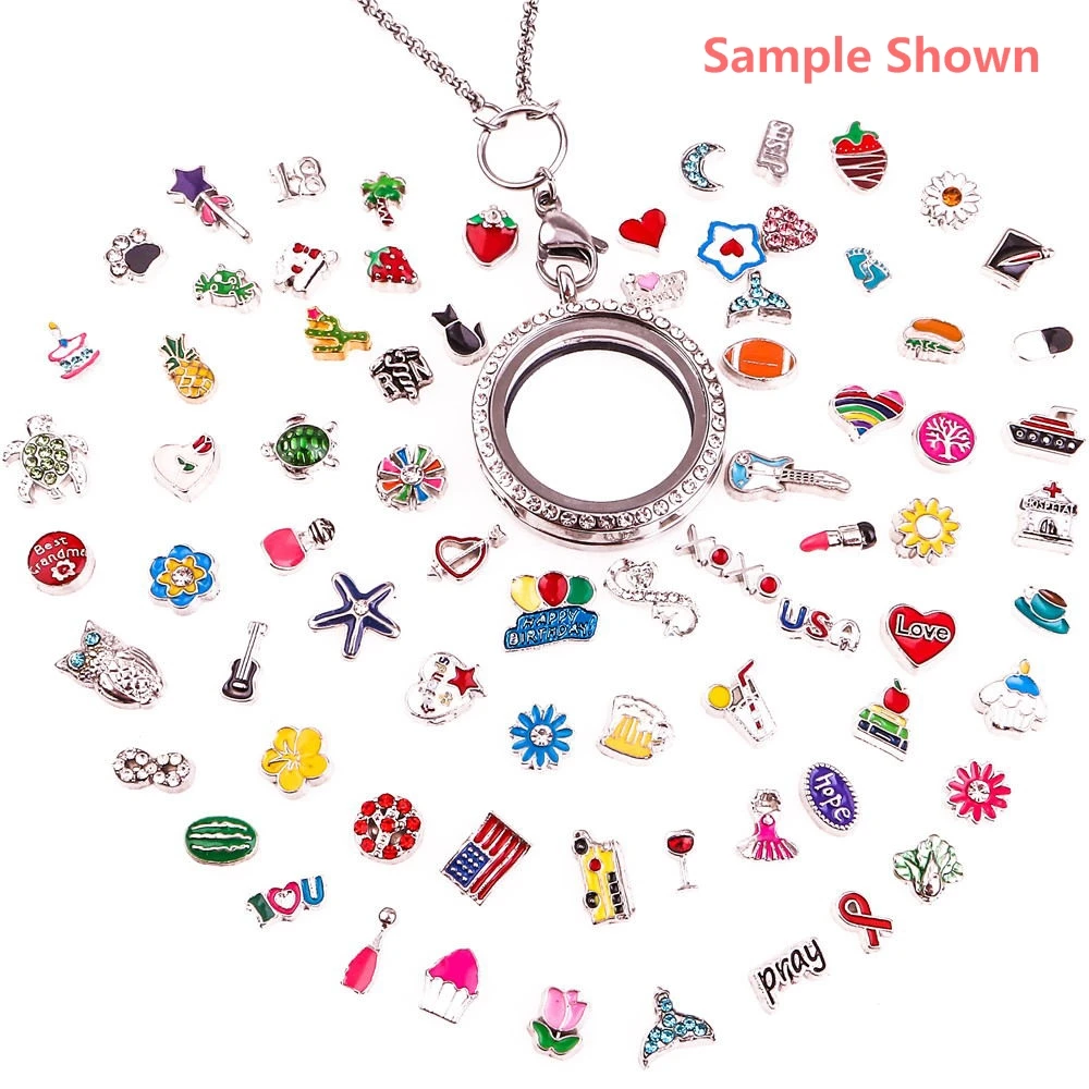 20/40Pcs Mix Styles Mini Random Flower Rose Flower Star Animal Floating Charms Fit Glass Memory Locket Pendant Jewelry Making