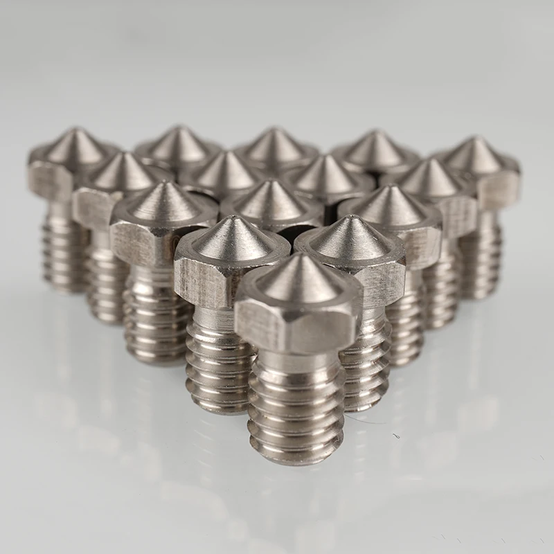 10pcs E3D V5 V6 Stainless Steel Nozzle M6 Thread 0.2/0.25/0.3/0.35/0.4/0.5/0.6/0.8/1.0mm For 1.75mm/3mm Filament 3D Printer Part