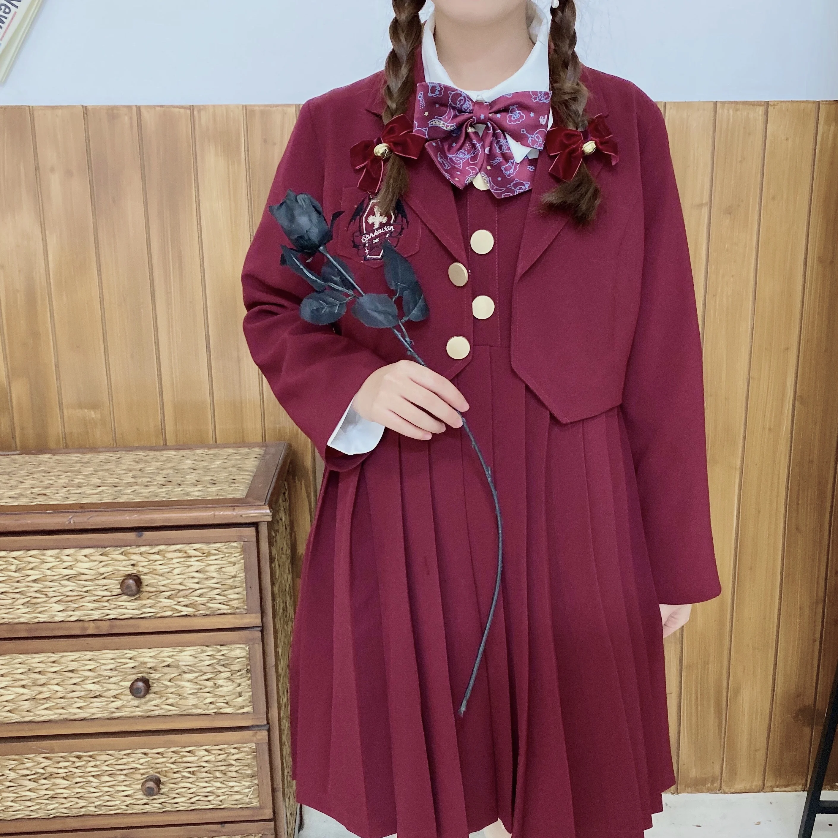 Księżniczka spotkanie przy herbacie słodki lolita zestaw płaszcz + sukienka vintage bowknot jk jednolity sukienka w stylu wiktoriańskim kawaii dziewczyna gothic lolita op loli cos