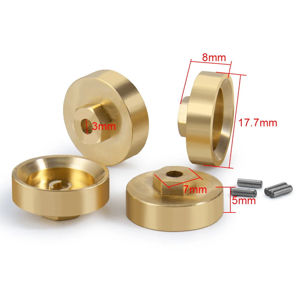 AXSPEED 4Pcs 5mm Brass Wheel Hex Axle Adapter Balance Weight for Axial SCX24 1/24 RC Crawler Car Truck Model Upgrade Parts