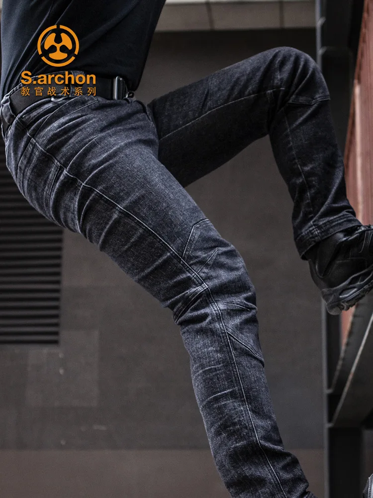 Tactical Denim Pants Military Cargo Jeans Men Casual Pants Stretch Multi Pockets Tactical Combat Army Working Clothing