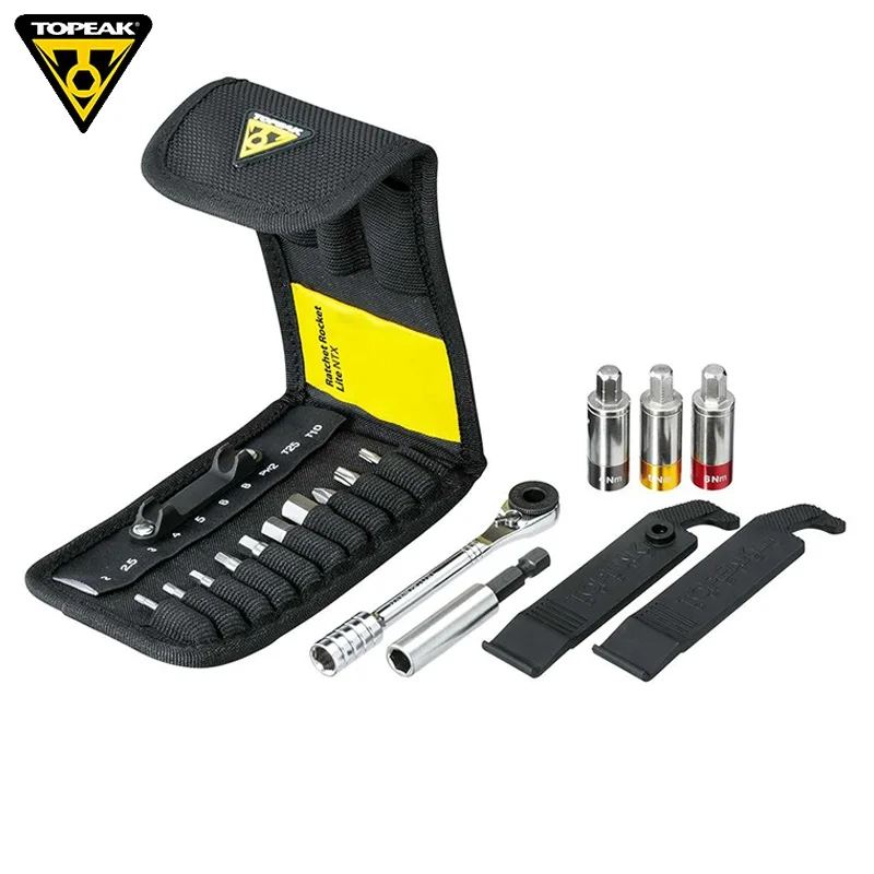 Topeak TT2525 Ratchet Rocket Lite Road Bike Mini Repair Tool Kit 19 Functions MTB Nano TorqBit Cycling Allen Bits Multi Tool Set