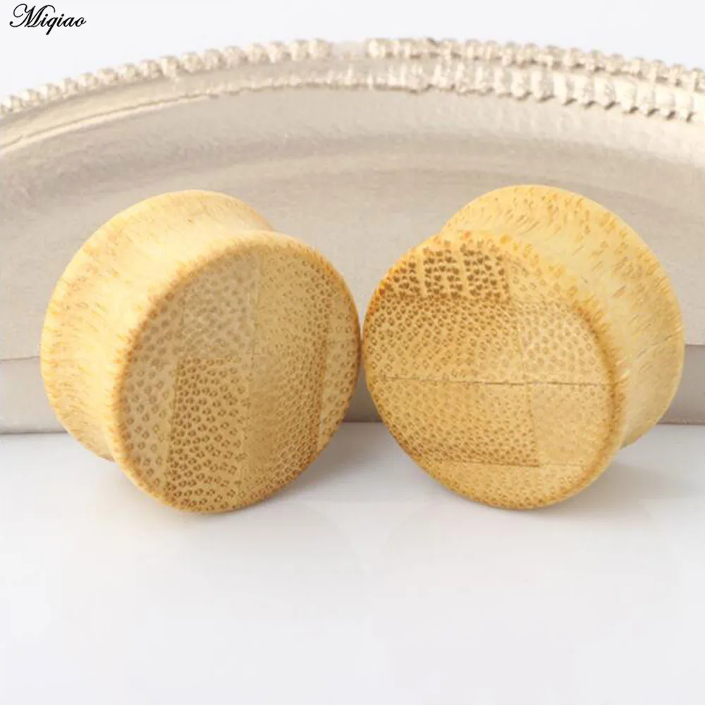 Miqiao 2pcs Fashion Ear Plugs Wood Flesh Tunnels Solid Bamboo Ear Gauges 6-22mm Body Piercing Jewelry New