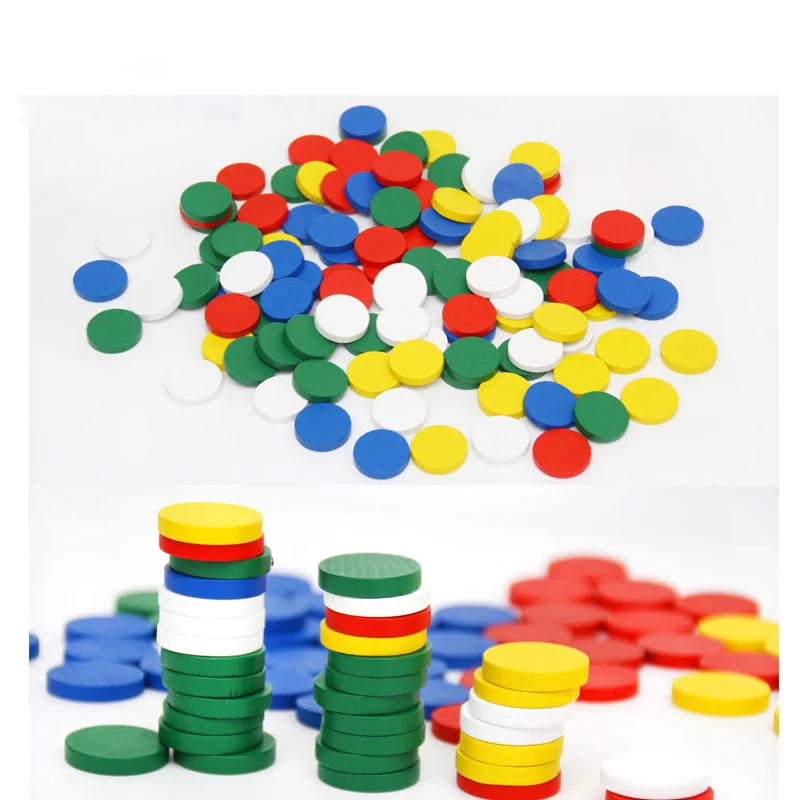 100pcs/set Montessori Senses Teaching Plate 5 Color 100 Pieces Color Cognitive Sorting Pair Wooden Toys Round Disc Math Toys