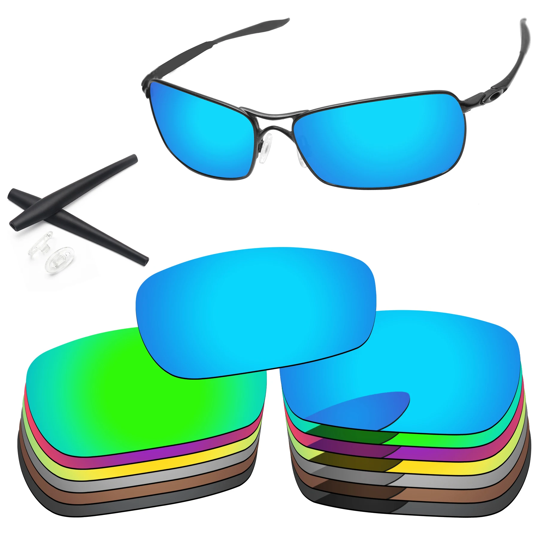 

Bsymbo Polarized Replacement Lenses and Black Ear Socks &Nose Pads for-Oakley Crosshair 2.0 OO4044 - Multiple Options