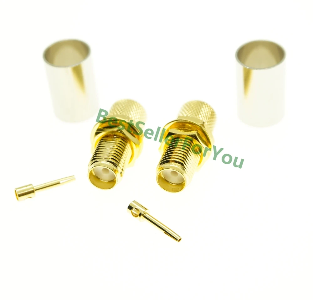 SMA Connector Female Jack Bulkhead Nut Crimp For RG5 RG6 5D-FB LMR300 Cable Straight RF Connector